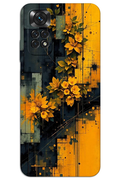 MRCİLETİSİM غطاء خلفي مطبوع بنمط HD لهاتف Xiaomi Redmi Note 11S - زهور صفراء