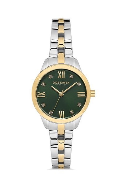 Dice Kayek Dk.1.Ag1410.06 Stone Design Steel Cord Steel Case 5 Atm Water Resistant Metallic-Gold R