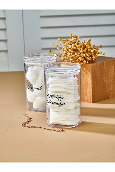 Carat Home Pachet de 2 dischete de machiaj din bumbac acrilic transparent & b...