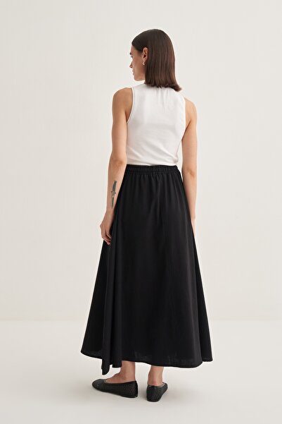 EBU Prive Women's Organic Cotton Flared Skirt Black