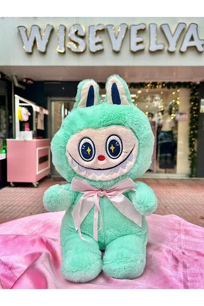 Wisevelya Green Plush Labubu with Bow 38 cm