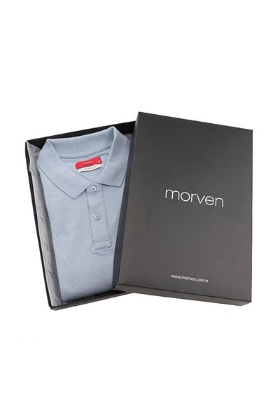 Morven A. تي شيرت رجالي ذو ياقة بولو من القطن بنسبة 100% ذو قصة مريحة وأكمام قصيرة من القطن باللون الأزرق