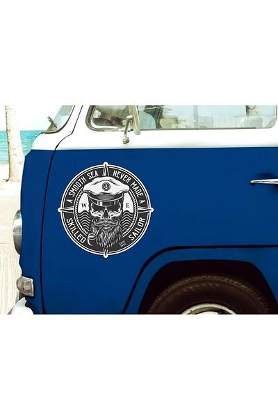 stickerusta Captain Sea Admiral Skull Ship Boat Kayak Sticker 01765