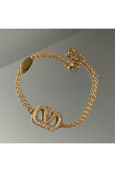 Necati Gün Zircon Stone Gold Stylish Steel Bracelet