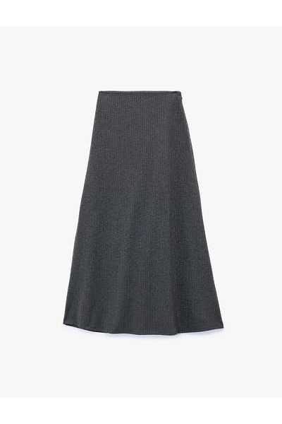 Koton Midi Flared Skirt with Metallic Thread Detail
