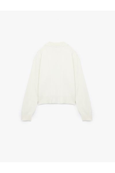 Koton College Collar Long Sleeve Zippered Knitwear Cardigan