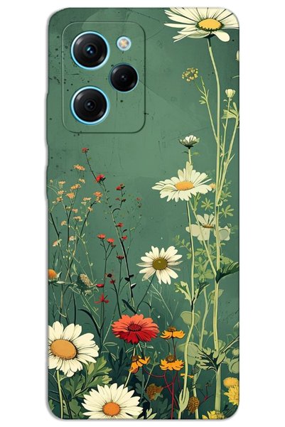 MRCİLETİSİM حافظة هاتف Xiaomi Poco X5 Pro مطبوعة بنمط HD - ديزي أخضر