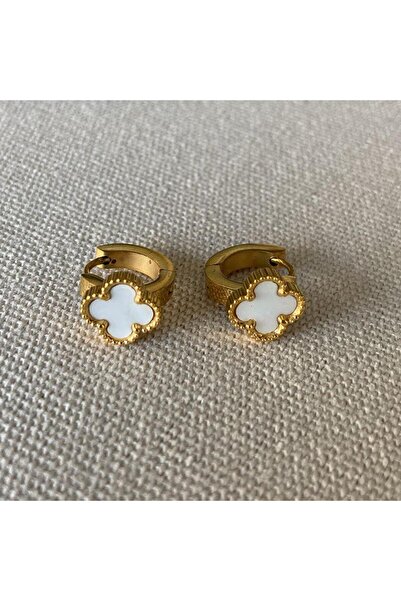 Necati Gün Clover Triple Gold Steel Combination Earrings