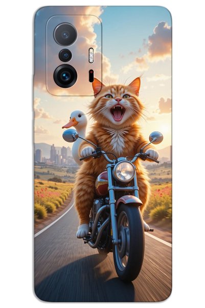 MRCİLETİSİM حافظة هاتف Xiaomi Mi 11T / Mi 11T Pro مطبوعة بنمط HD - قطة مجنونة