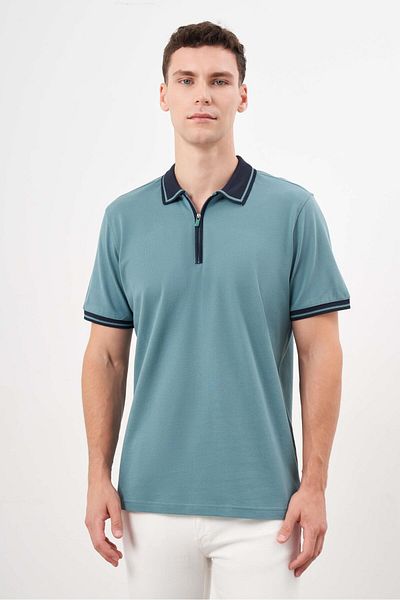 Morven Men's Green Trend Polo Neck Dynamic Fit T-Shirt