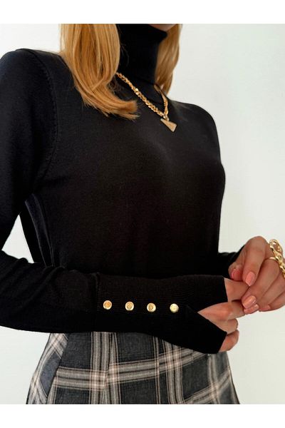 fujya Solid Color Basic Fisherman Sweater Black