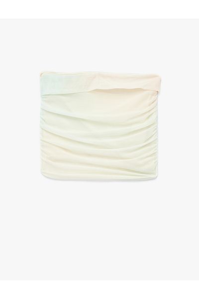 Koton Slim Fit Drape Detailed Crop Strapless Blouse