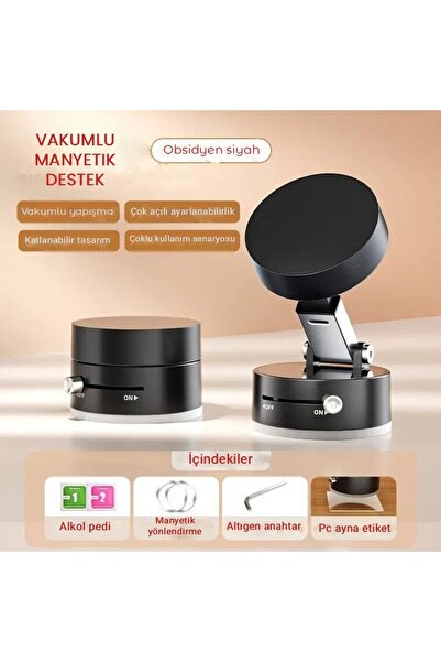 babikamium Vakumlu Kilitli Araç içi Telefon Tutucu Manyetik Mıknatıslı Çıkarılan Tekrar Takılan Vakum Kilitli Y
