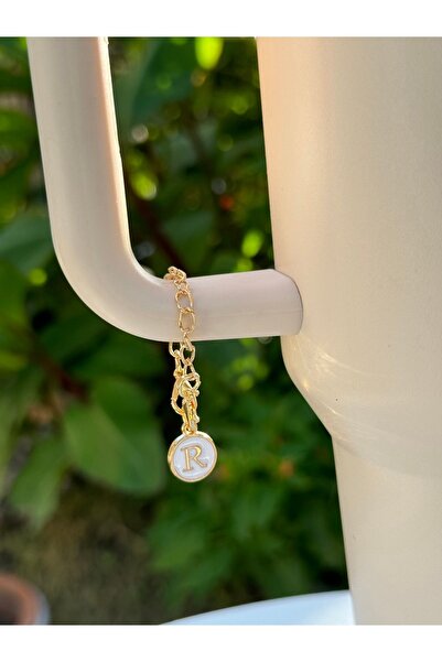 YuccaCo Accessorize Your Life White Thermos Compatible Accessory with Letter R/Letter R Thermos Charm/Letter Thermos Ornament