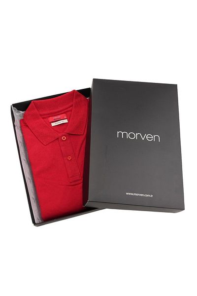 Morven Red Basic Plain 100% Cotton Comfortable Cut Short Sleeve GIFT BOXed Polo Collar Men's T-shirt