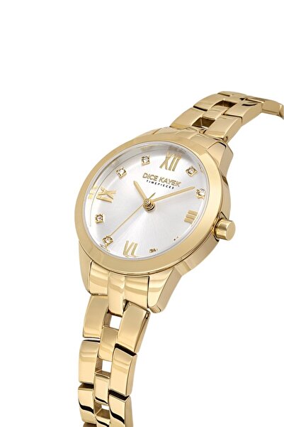 Dice Kayek Dk.1.Ag1410.07 Stone Design Steel Cord Steel Case 5 Atm Water Resistant Gold Color Women