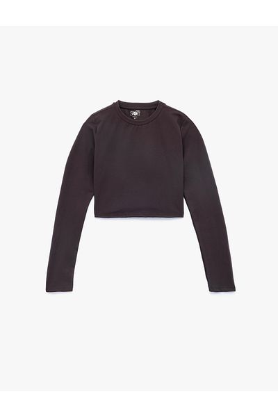 Koton Slim Fit Long Sleeve Crew Neck Crop Sports T-Shirt
