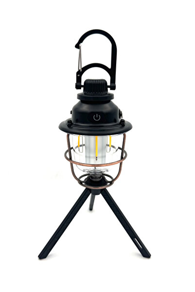 moniev Hag Şarjlı Kamp Lambası Ayaklı ve Asılabilir Işığı Ayarlanabilir Siyah...