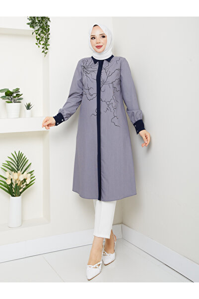 BELLİNA Kadın Yazlık Rahat Pamuk Polyester Uzun Tunik