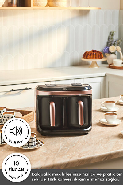 Karaca Hatır Hüp Düet Aroma İkili Türk Kahve Makinesi Rosegold 10 Fincan Kapasiteli