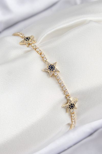 Evinso Brass Zircon Stone Star Model Gold Color Women's Bracelet
