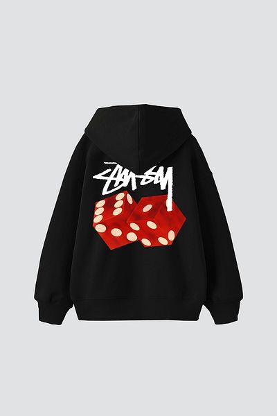 Sekizbiraltı Sts Red Dice Printed Oversize Unisex Black Hoodie
