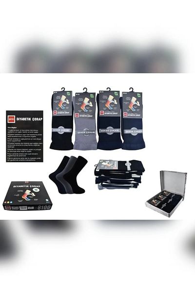 Şirin Men's Candy Socks Diabetic Plain Seamless Bamboo (6 Pieces) Black Std