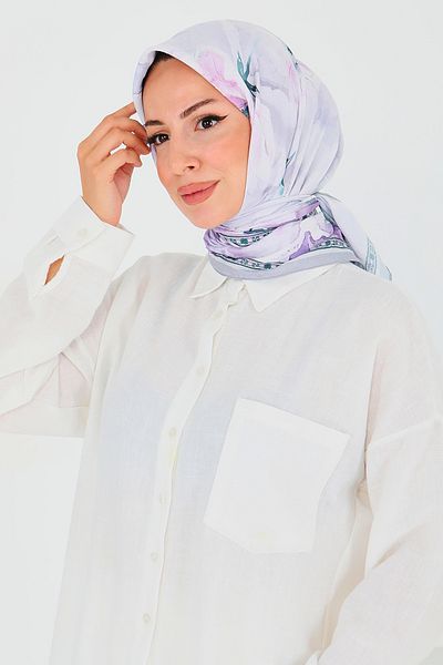 TOFİSA Patterned Bamboo Shawl Lilac - 27521