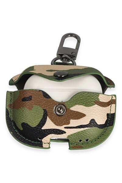 CepteToptan Myt09 AirPods Pro 2 (2Nd Generation) Bag Camouflage Leather Case - Green