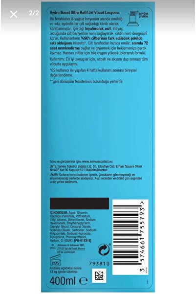 Neutrogena Hydro Boost Jel Vücut Losyonu 400ml X2 adet