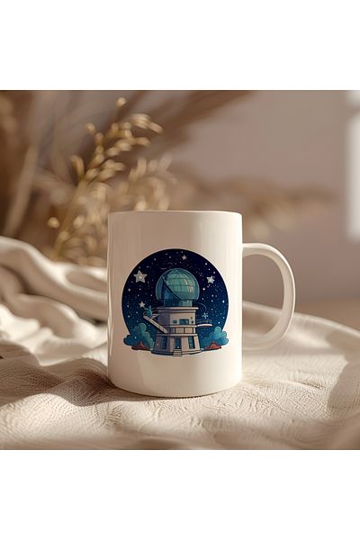 BB TRADE White Ceramic Printed Mug with Space Design 330ml