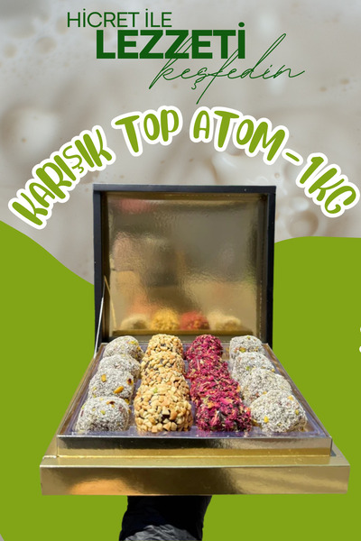 hicret Özel Kutuda Karışık Top Atom 1kg - Atıştırmalık Çerez - Cezerye