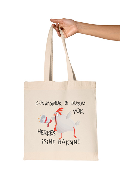giftkonsept Günaydınlık Bi No Problem Printed Funny Gift Organic Raw Υφασμάτι...