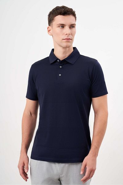 Morven Men's Navy Blue Trend Polo Neck Dynamic Fit T-Shirt