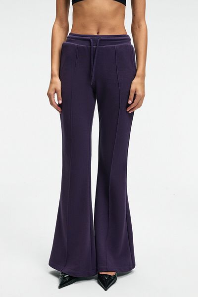 GRIMELANGE Cirelda Women's Ribbed Double Pocket Purple Sweatpants