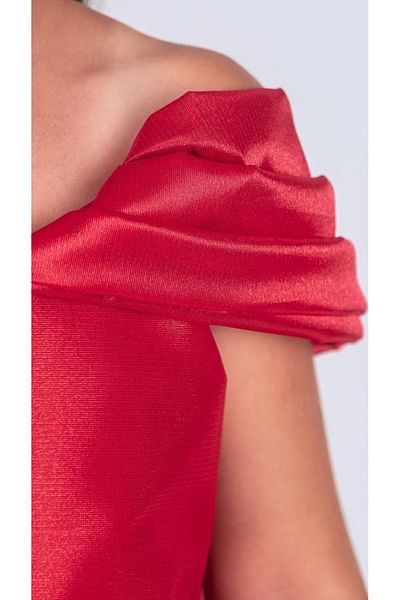 Mnk Baby&Kids Girl's Off Shoulder Detailed Sparkly Princess Dress M00760 Red