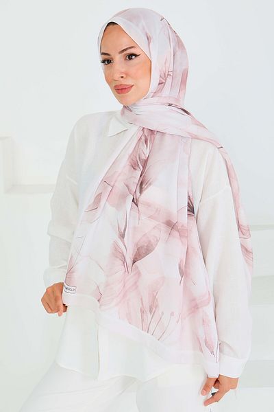 TOFİSA Patterned Bamboo Square Shawl Beige - 27525