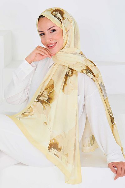 TOFİSA Patterned Bamboo Square Shawl Sari - 27526