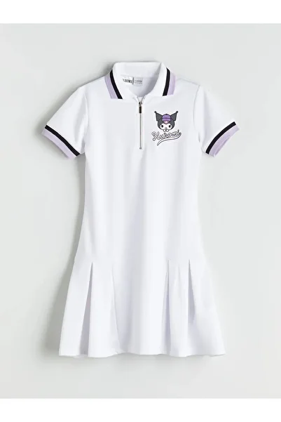 LC Waikiki Lcw Kids White Polo Neck Kuromi Printed Girl's Dress