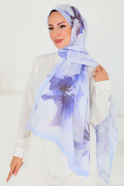 TOFİSA Patterned Bamboo Square Shawl Lilac - 27524