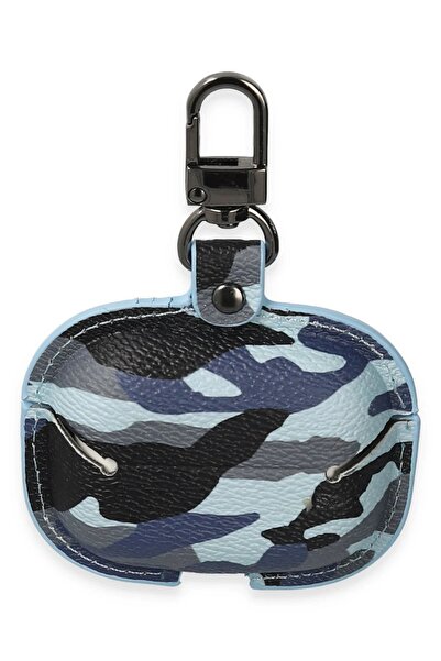 CepteToptan Myt09 AirPods Pro 2 (2Nd Generation) Bag Camouflage Leather Case - Blue