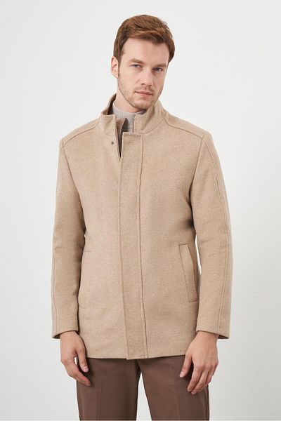 Morven Men's Stone Snap Fastener Judge Collar Cashmere Coat