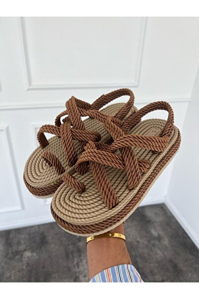 by selvi Lukka Shoes Sandale pentru bărbați, lucrate manual, cu talpă din răchită din frânghie