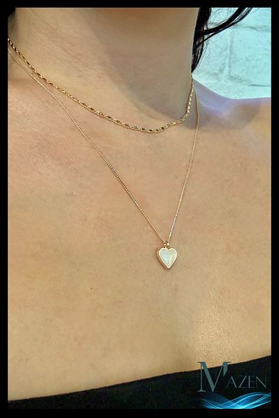 MAZEN Combination Chain Necklace |   Heart Tip |   Double Gold Color Necklace |   Choker Women's Jewelry Accessory