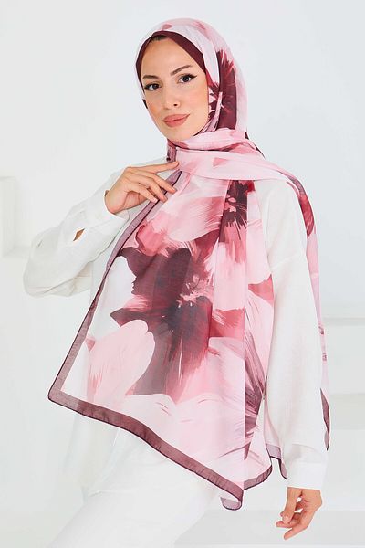 TOFİSA Patterned Bamboo Square Shawl Claret Red - 27524