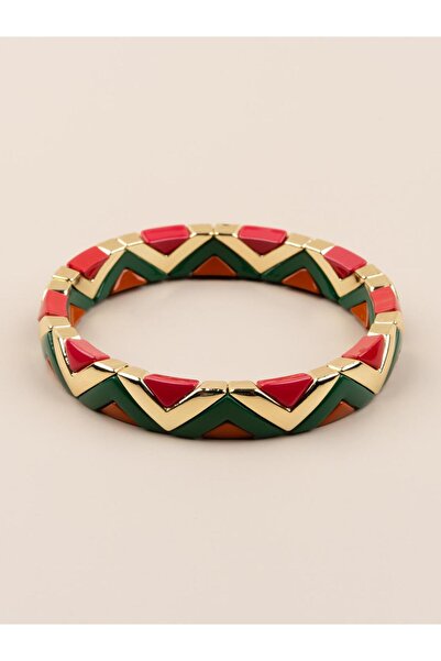 Portakal Esintisi Porcelain Coated Three Color Triangle Elastic Bracelet