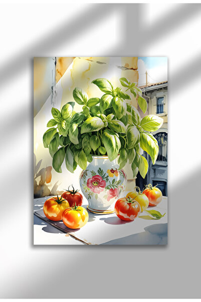 21mxm Imprimeu pe pânză fără ramă, natură moartă pentru bucătărie, vază ceram...