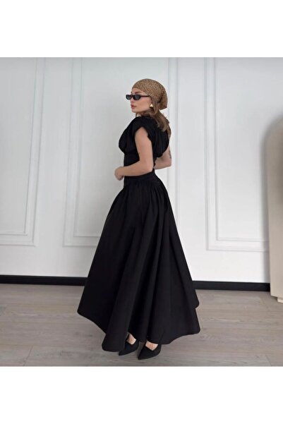 REDSONNE Poplin Kumaş Bele Oturan Özel Tasarım Pinterest Midi Elbise