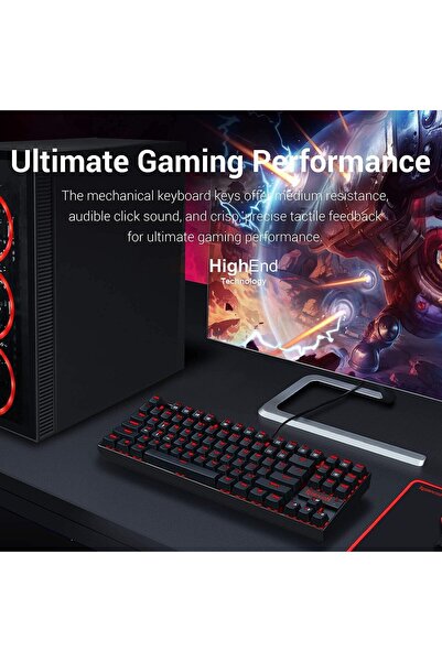 REDRAGON لوحة مفاتيح الألعاب الميكانيكية K552-2، 87 مفتاحًا، 60% صغيرة من TKL (إضاءة خلفية LED باللونين الأسود والأحمر)