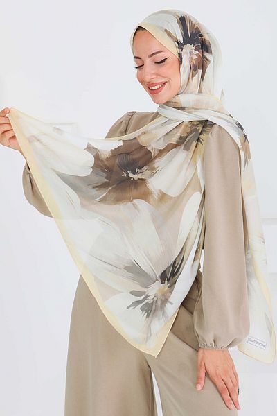 TOFİSA Patterned Bamboo Square Shawl Sari - 27524